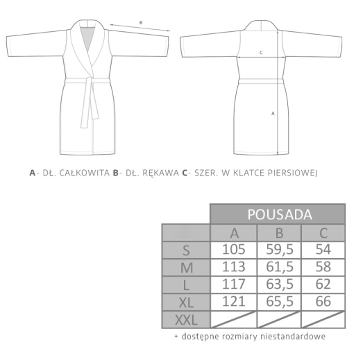 Szlafrok Abyss &amp; Habidecor Pousada 100 White - Tabela rozmiarów