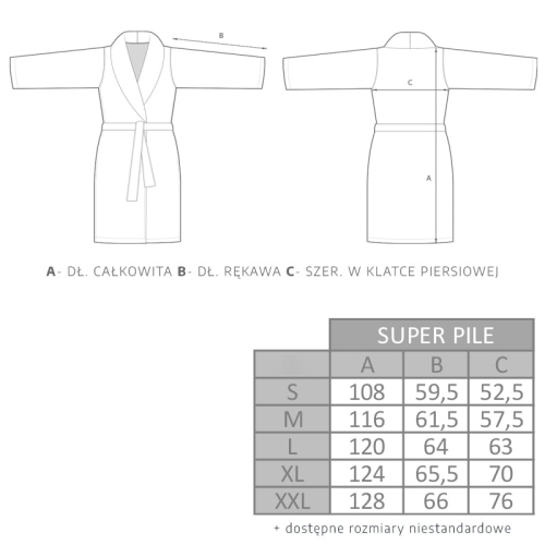 Szlafrok Abyss & Habidecor Super Pile 101 Ecru - Tabela rozmiarów