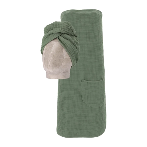 Damski zestaw saunowy (Kilt + Turban) Vossen Wellness Spa 5835 Detox Green